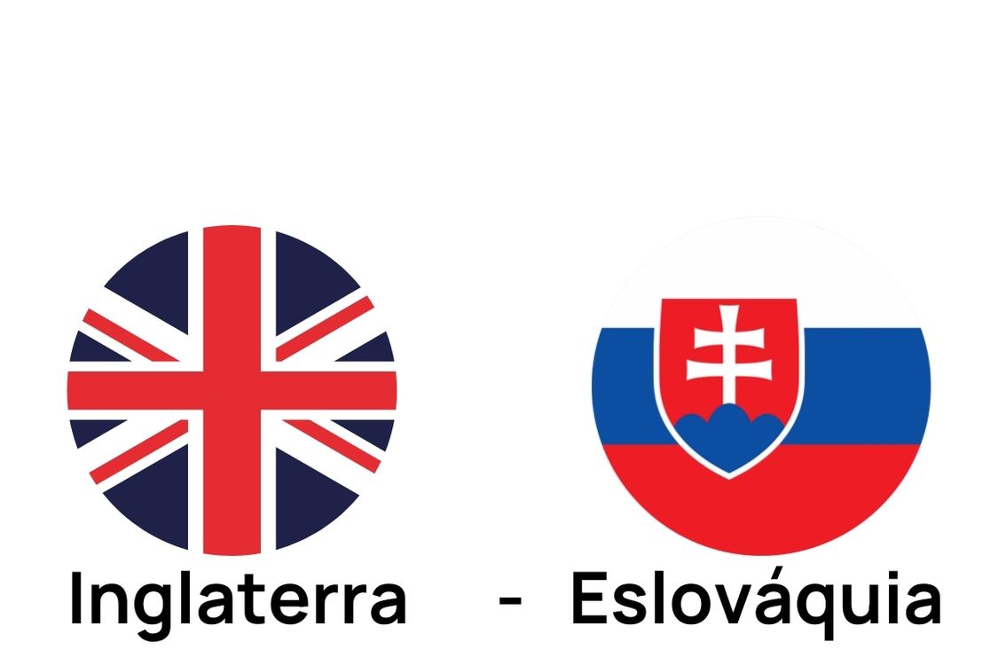 Imagem com as bandeiras da Inglaterra e Eslováquia