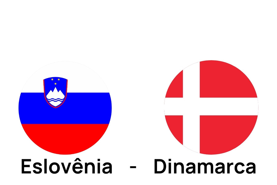 Imagem com as bandeiras da Eslovênia e da Dinamarca
