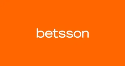 t Logo da Betsson, em branco, sobre fundo laranja