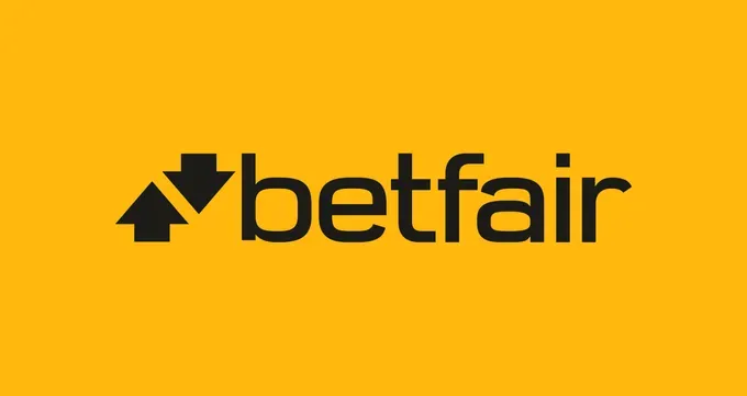 a black and yellow logo with the word betfair