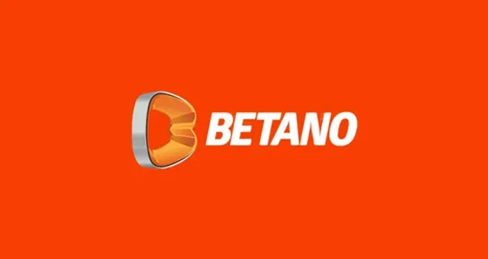 Logo da Betano, sobre um fundo laranja.
