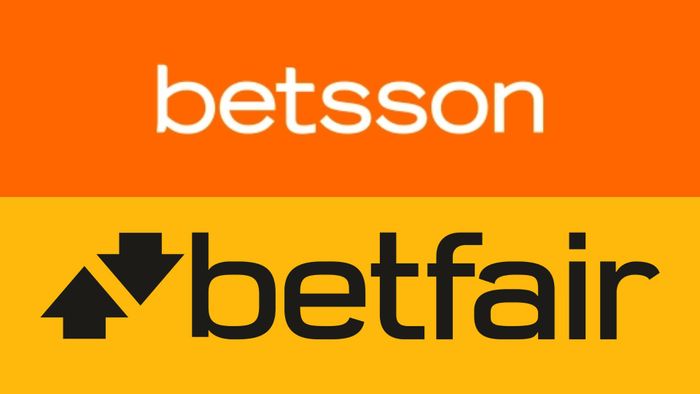 a yellow and orange background with the words betsson and betfair