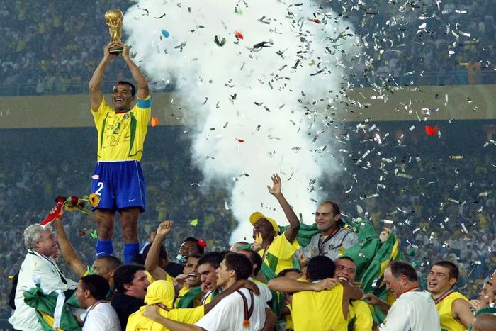 Seleção Brasileira comemorando a Copa do Mundo.