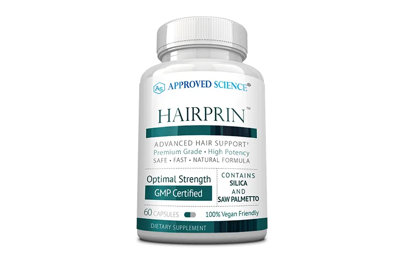 Stock image of a bottle of Hairprin dietary supplement