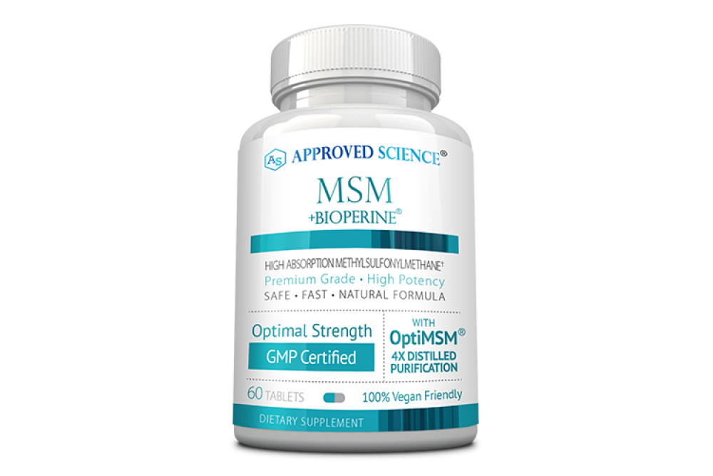Stock image of a bottle of MSM supplement