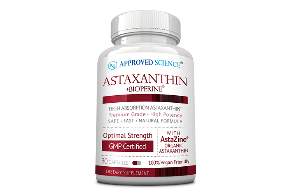 Stock image of a bottle of Astaxanthin supplement