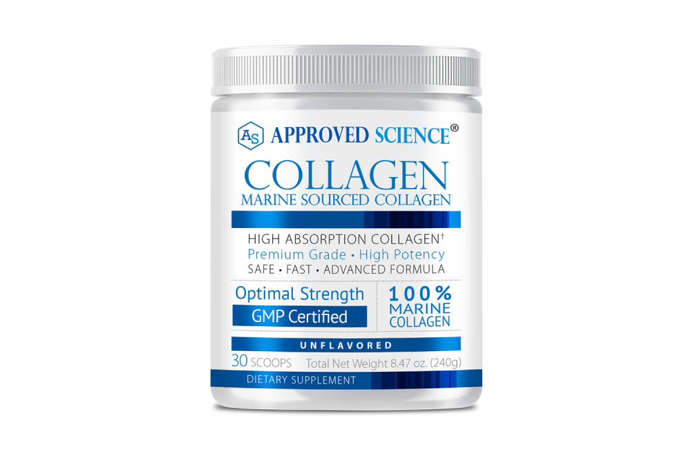 Stock image of a bottle of Collagen Powder dietary supplement