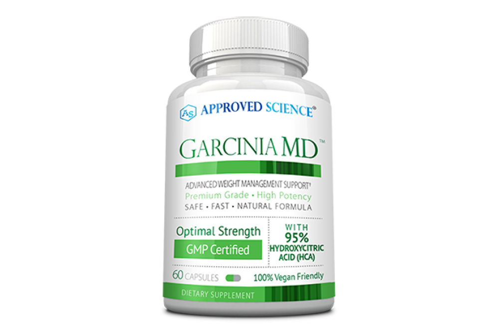 Stock image of a bottle of Garcinia MD supplement