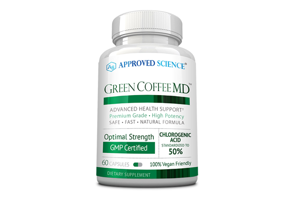Stock image of a bottle of Green Coffee MD supplement