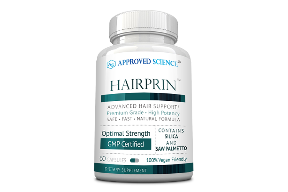 Stock image of a bottle of Hairprin supplement