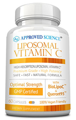 Stock image of a bottle of Liposomal Vitamin C dietary supplement