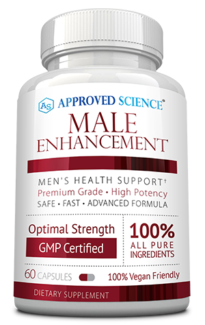 Stock image of a bottle of Male Enhancement dietary supplement