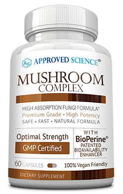 Stock image of a bottle of Mushroom Complex dietary supplement