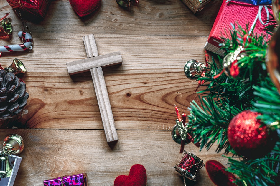 Christian cross to celebrate Jesus on Christmas