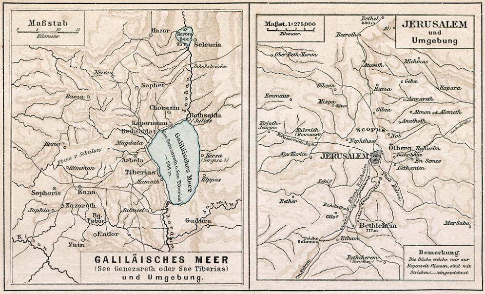 Map of the Sea of Galilee during biblical times