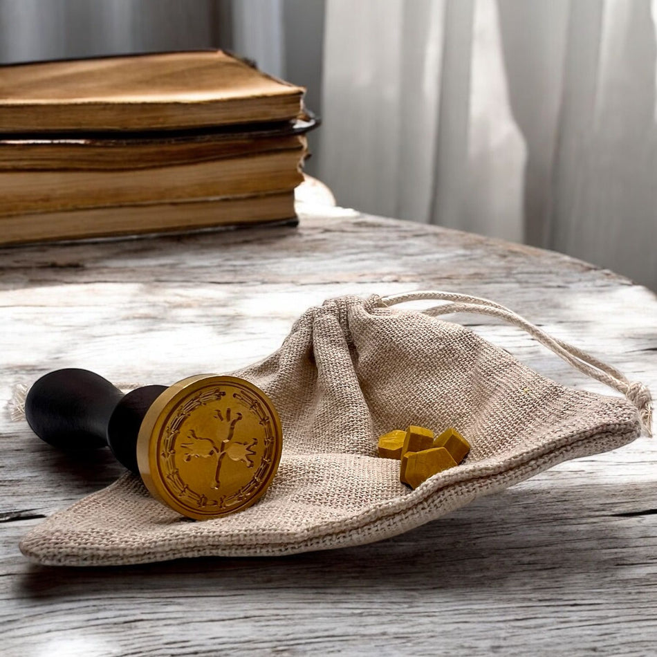 a wooden table topped with a bag of cheese