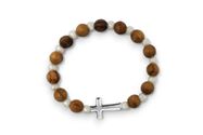 a beaded bracelet with a cross charm