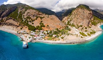 Aerial view of the outskirts of the Samaria Gorge
