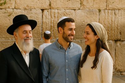 Israeli peole smiling.