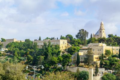 View of Dormition Abbey and the old city walls ion Jerusalem