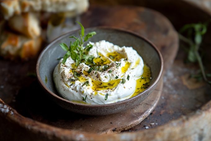 A bowl of labneh.