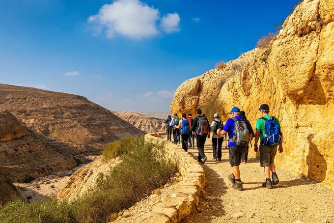 People hiking the Israel national trail.