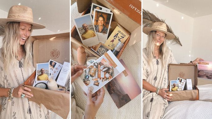 Christian Christmas gifts faith subscription box woman holding gift box 