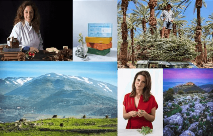 a collage of photos with a woman in a red shirt