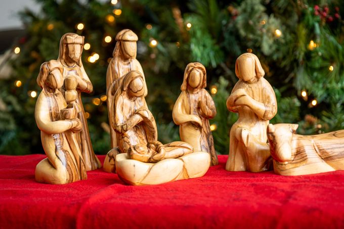 olive wood Israel nativity scene