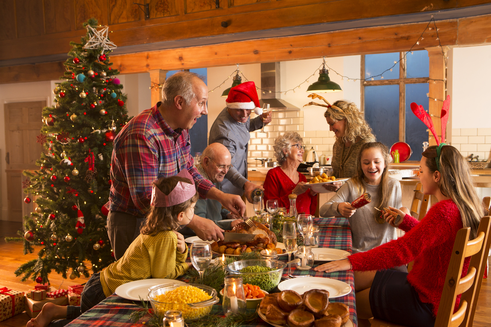 A family enjoying a Christmas dinner
