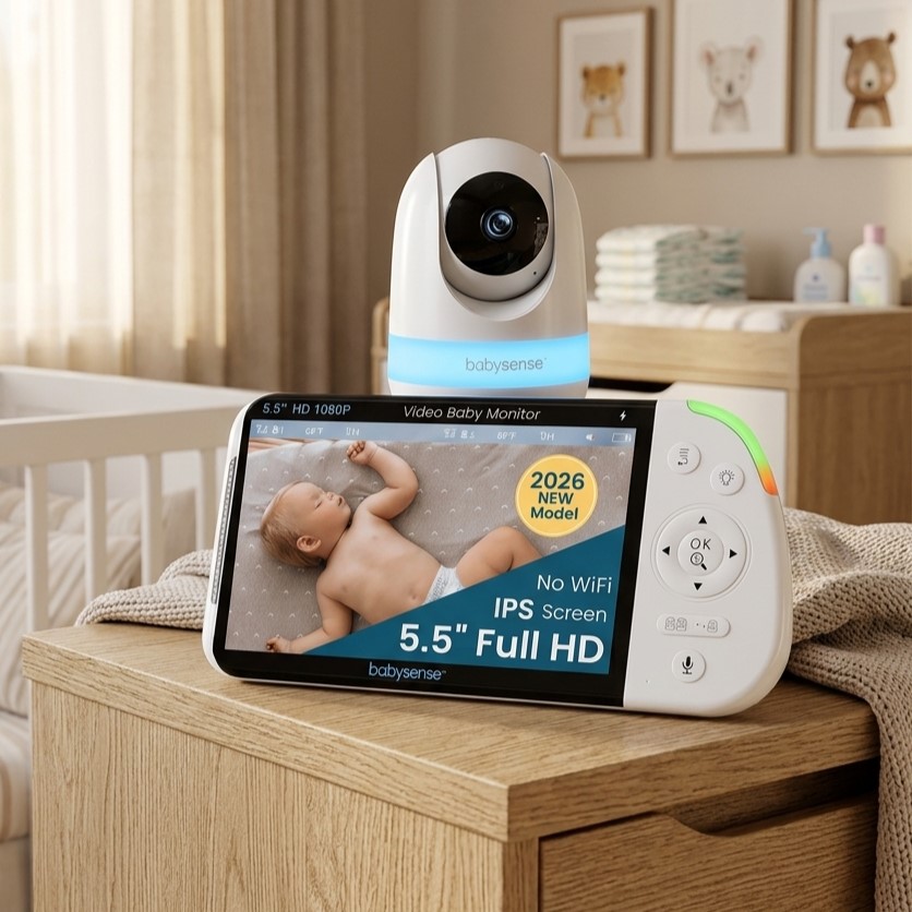 a baby monitor sitting on top of a wooden table