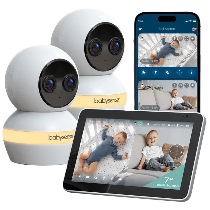 a baby camera and a tablet with a baby on it