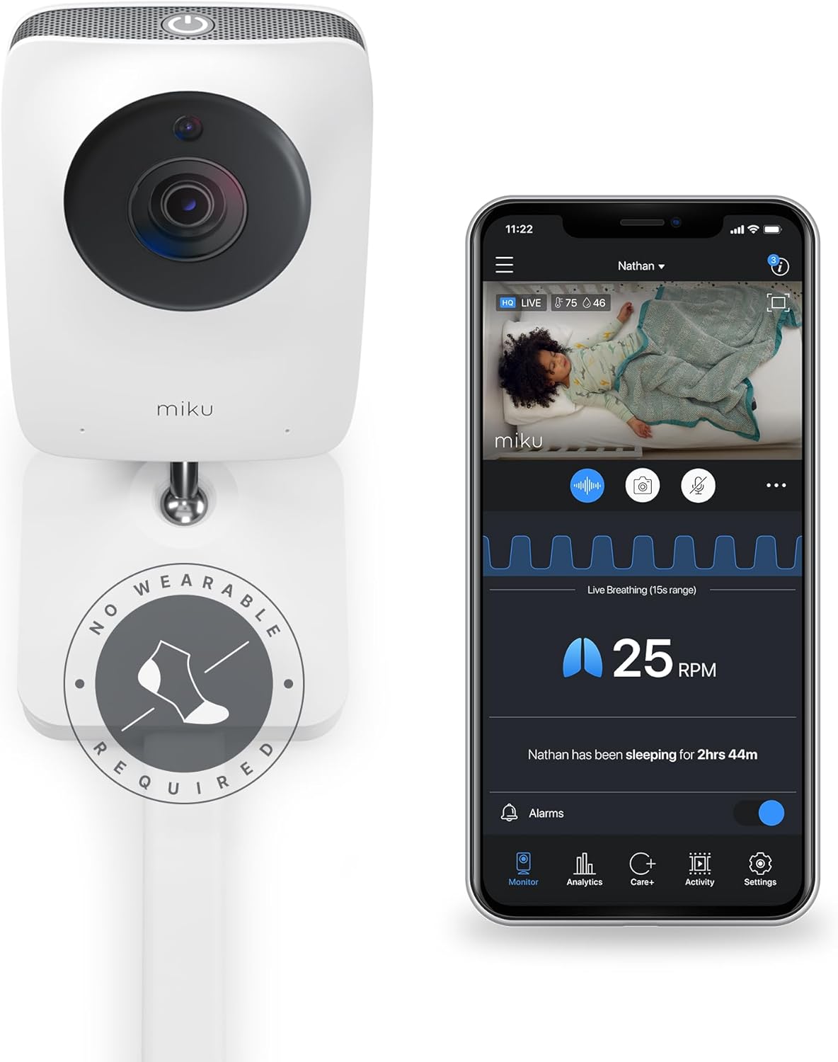a baby monitor next to a smartphone