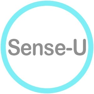 a blue circle with the word sense - u inside it