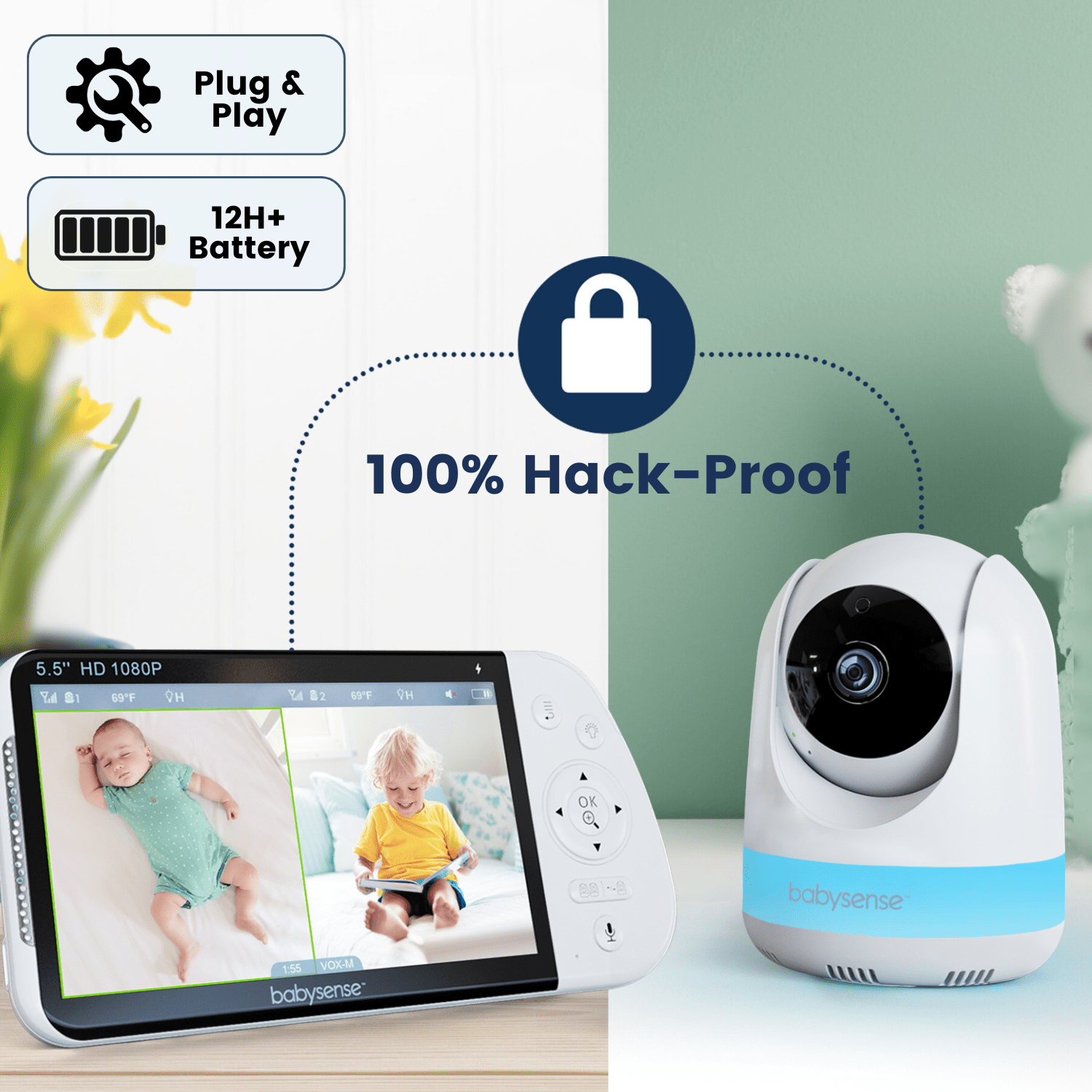 a baby monitor sitting next to a baby monitor