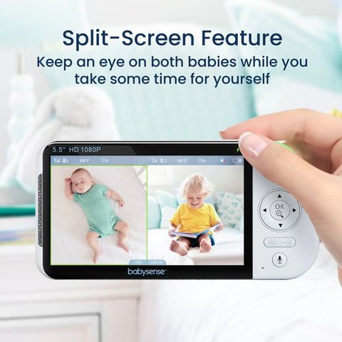 Babysense Max View non WiFi baby monitor with two cameras and split screen
