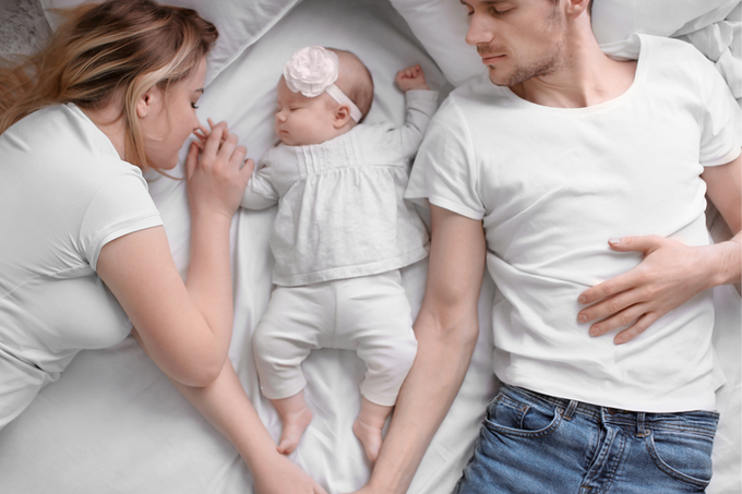 Room-sharing co-sleeping with a newborn on a firm, separate surface