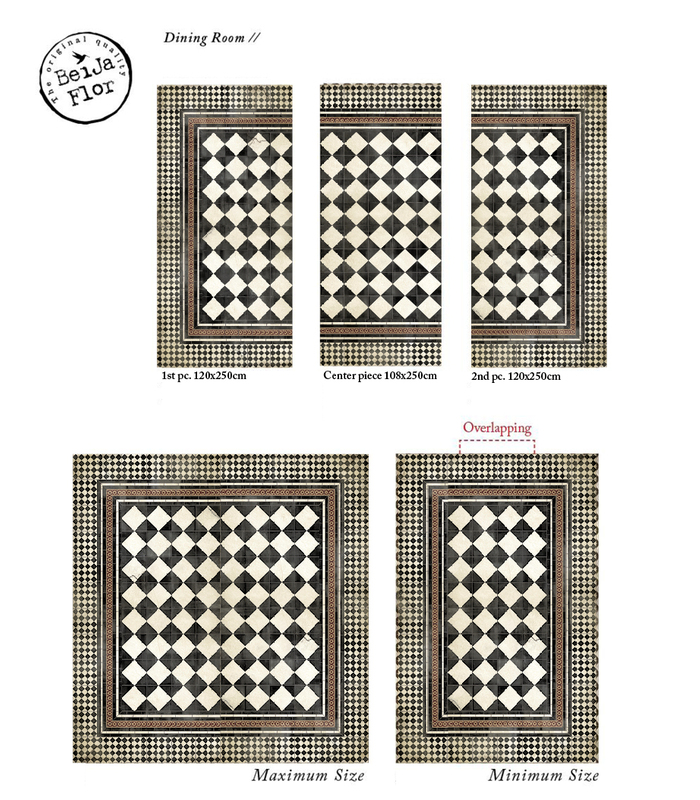 Black and white checkered pattern rugs in different sizes 