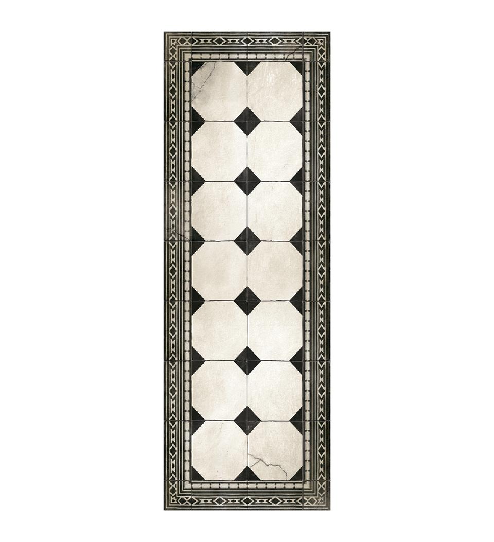 stock image of a Geometric monochromatic vinyl rug