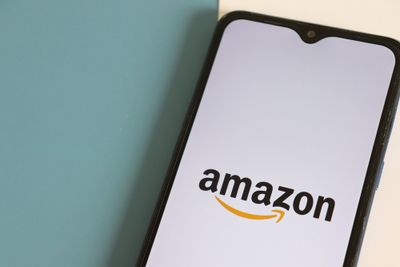 Phone with Amazon logo on display