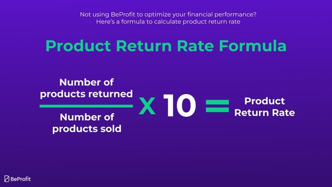 a purple background with the words product return rate formula