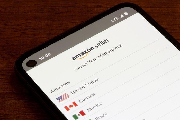 Amazon seller app on phone display