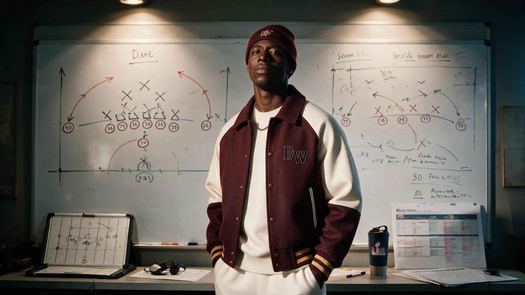 a man standing in front of a white board