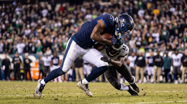 football player is running with the ball