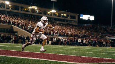 a football player running with the ball in his hand