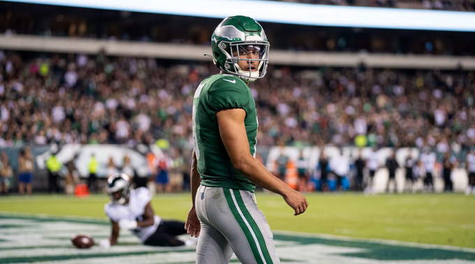 football player is walking on the field