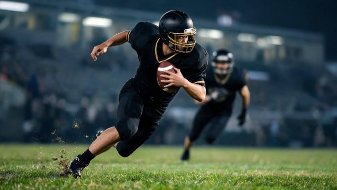 NFL a football player is running with the ball