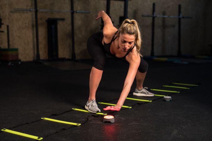 Reaction training with BlazePod light pods reaction training system