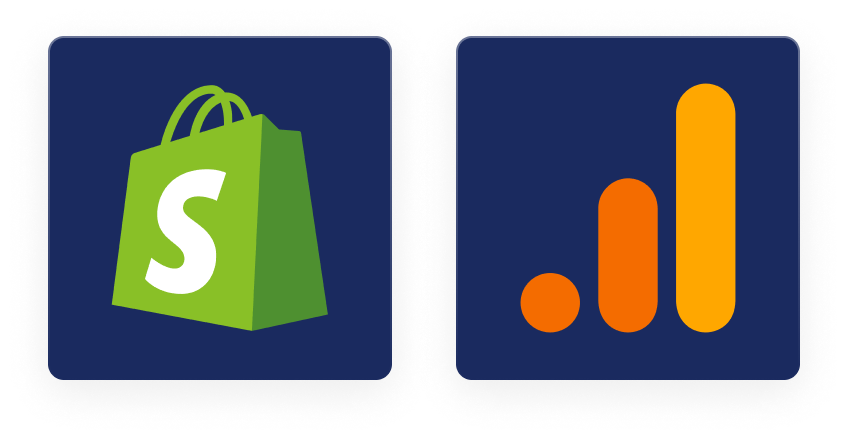 Logos of Shopify and Google Analytics