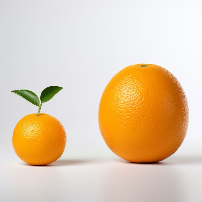 a couple of oranges sitting next to each other